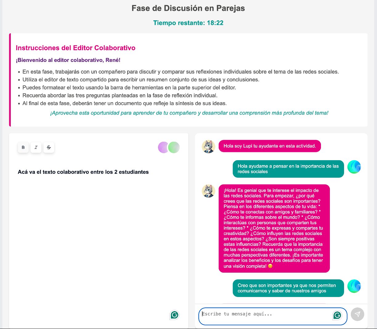 Pair phase: shared editor and the Lupi AI assistant